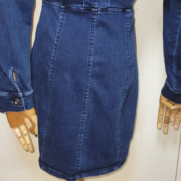 Free People Amber Button-Up Denim Mini Dress Size 2 Western Utility Chic - Picture 10 of 12